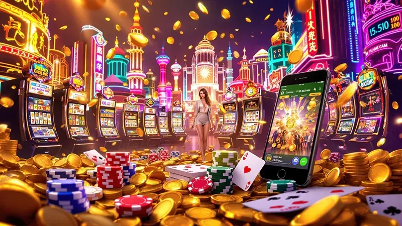 Reel slot dengan simbol bonus pada layar permainan