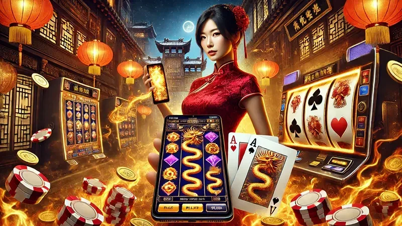 Antarmuka slot mobile dengan tombol putaran dan simbol reel